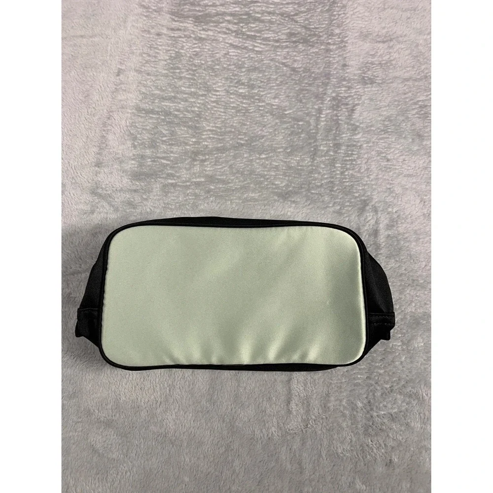 Prada Parfums Makeup Bag Small Mint Green Satin Enameled Logo Plate